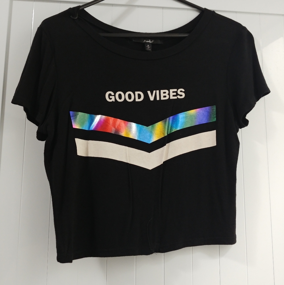 NWOT Croptop with cute multicolor print design